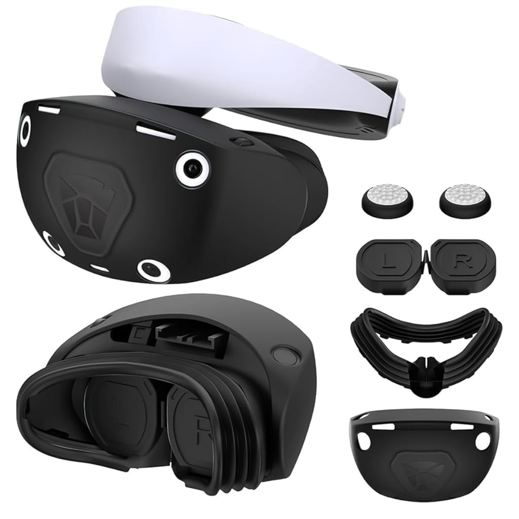 ZORBES VR Protector Covers for Playstation VR2 Silicone Cover Set with Headset Protector, Silicone Eye Frame Cover, Lens Cover Silicone, Thumb Grip Covers, Silicone Protector Covers for PS VR2 ZORBES VR Protector Covers for Playstation VR2 Silicone Cover Set with Headset Protector, Silicone Eye Frame Cover, Lens Cover Silicone, Thumb Grip Covers, Silicone Protector Covers for PS VR2